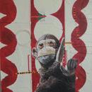 Monkey 2, 16" x 20",  acrylic on wood cradle, by Mary Lottridge
