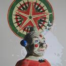 Clown with Gameboard, 24" x 36.5", acrylic on mylar by Mary Lottridge