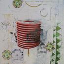 Chinoiserie 2, 24" x 24", acrylic, collage on wood cradle